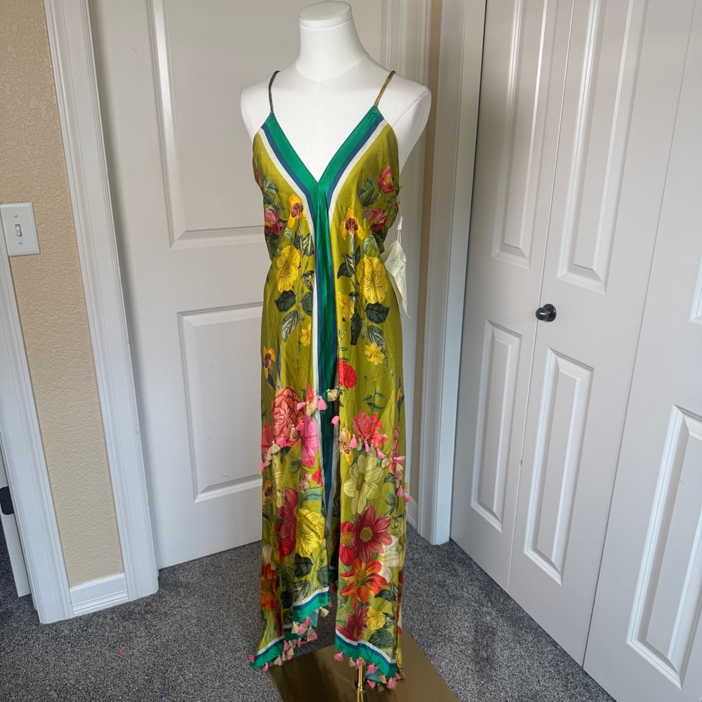 Aratta Silent Journey French Riviera Tasseled Floral Dress Large NWT $190